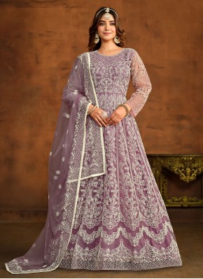 Purple Resham Wedding Anarkali Salwar Suit