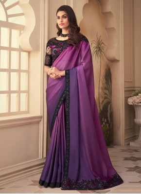 Purple Silk Ceremonial Designer Contemporary Saree