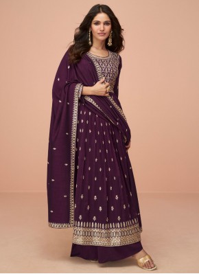 Purple Silk Ceremonial Designer Salwar Suit