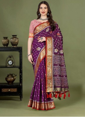Purple Weaving Party Classic Saree