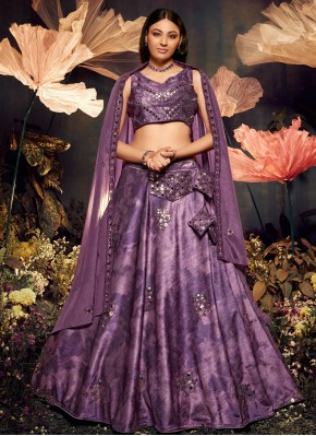 Purple Wedding Velvet A Line Lehenga Choli