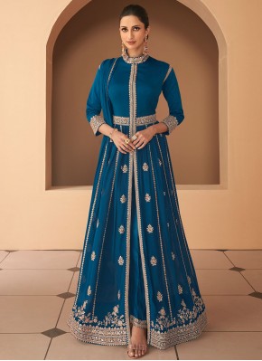 Radiant Embroidered Rama Readymade Gown