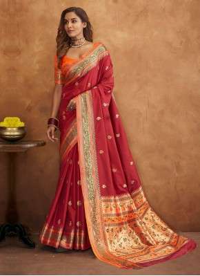 Radiant Weaving Banarasi Silk Maroon Traditional Saree