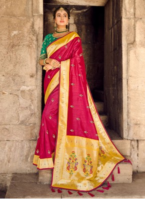 Rani Weaving Wedding Traditional Saree