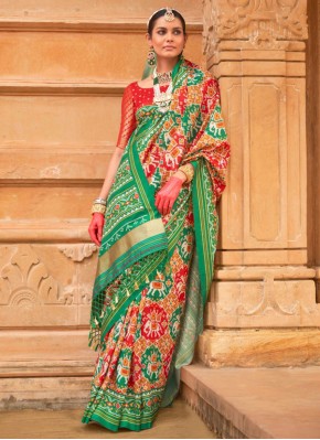 Ravishing Patola Print Multi Colour Patola Silk  Contemporary Saree