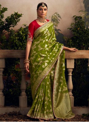 Ravishing Weaving Green Classic Saree