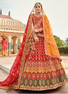 Red Bridal Silk Designer Lehenga Choli