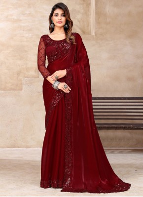 Red Engagement Silk Traditional Saree