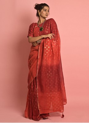Red Fancy Casual Contemporary Saree