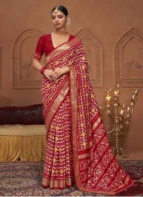 Red Tussar Silk Classic Saree