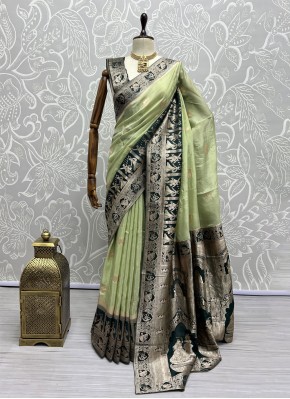 Refreshing Sea Green Silk Designer Saree