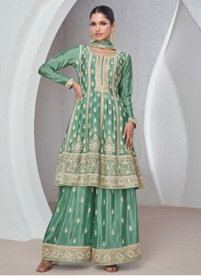 Regal Silk Sequins Green Salwar Suit