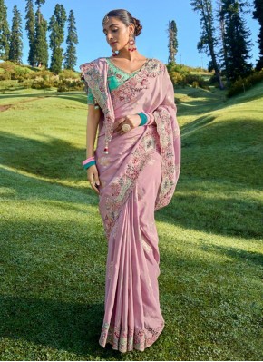 Remarkable Pink Ceremonial Designer Saree