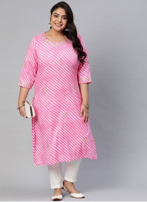 Remarkable Pink Print Party Wear Kurti