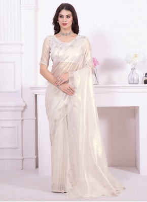 Remarkable White Party Classic Saree