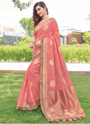 Riveting Silk Pink Traditional Designer Saree