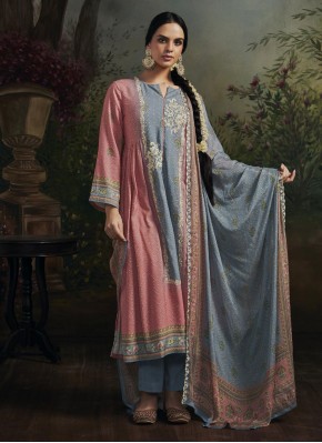 Rose Pink Maslin Silk Designer Pakistani Suit