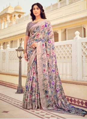 Royal Floral Print Multi Colour Classic Saree