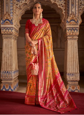Royal Weaving Yellow Patola Silk  Traditional Saree
