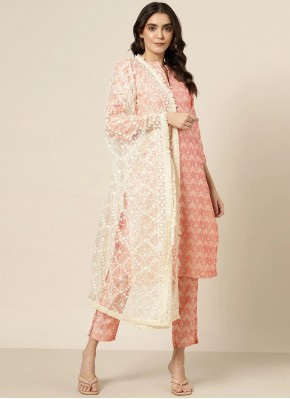 Ruritanian Jacquard Silk Weaving Pink Readymade Salwar Suit