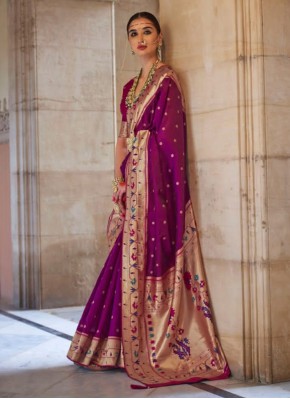 Ruritanian Weaving Purple Designer Saree