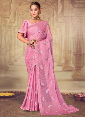 Saree Resham Silk in Pink