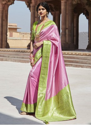 Saree Weaving Silk in Pink