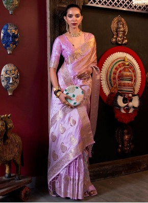 Satin Silk Weaving Classic Saree in Lavender