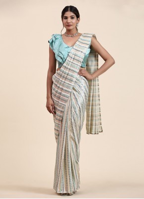 Savory Multi Colour Embroidered Georgette Trendy Saree