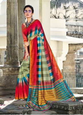 Savory Weaving Silk Multi Colour Contemporary Style Saree
