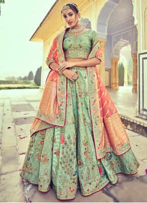 Sea Green Wedding Silk Trendy Lehenga Choli