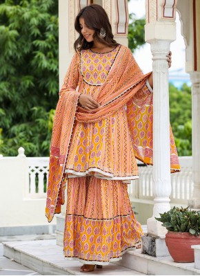 Sensible Lace Orange Trendy Salwar Kameez 