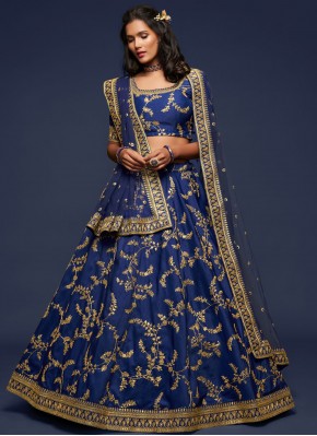 Sequins Art Silk Lehenga Choli in Blue
