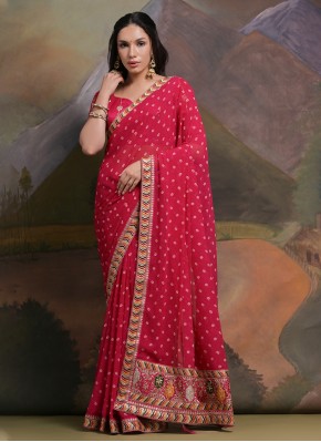 Sequins Georgette Contemporary Saree in Pink