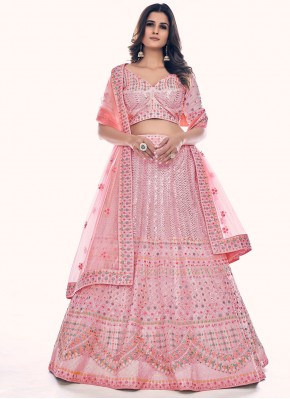 Sequins Net Designer Lehenga Style Saree in Rose Pink