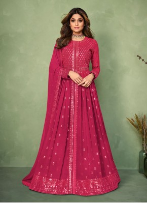 Shamita Shetty Distinctive Pink Readymade Salwar Suit