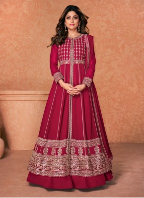 Shamita Shetty Rani Pure Georgette Embroidered Floor Length Designer Suit