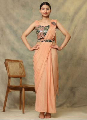 Shimmer Trendy Saree in Peach