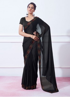 Silk Black Trendy Saree