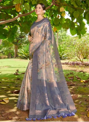 Silk Blue Traditional Designer Saree