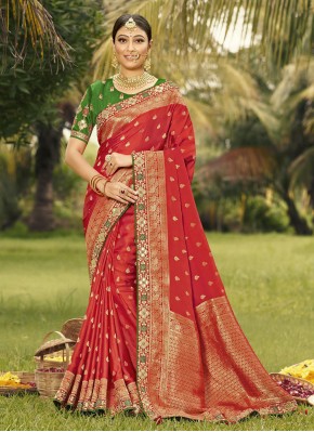 Silk Border Red Trendy Saree