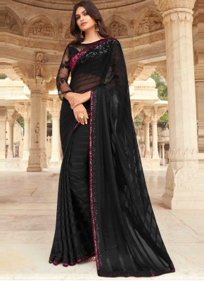 Silk Embroidered Designer Traditional Saree in Black
