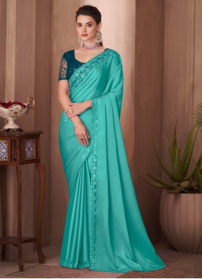 Silk Embroidered Teal Classic Saree