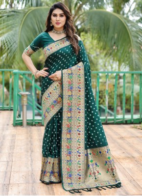 Silk Green Bandhej Contemporary Style Saree