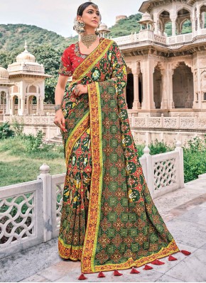 Silk Multi Colour Embroidered Contemporary Saree