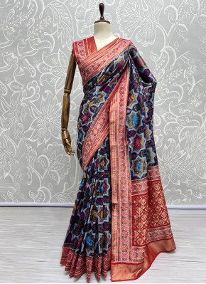 Silk Multi Colour Weaving Contemporary Saree