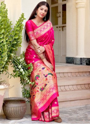 Silk Pink Traditional Designer Saree