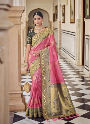 Silk Pink Traditional Designer Saree