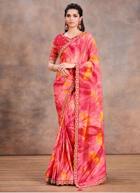 Silk Printed Pink Saree