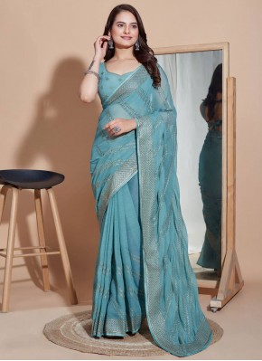 Silk Turquoise Trendy Saree